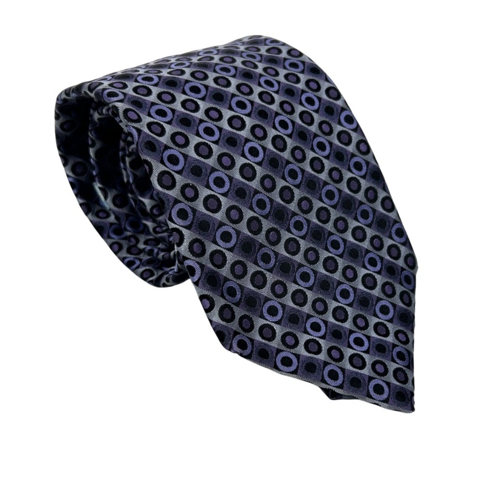 Ted Baker Neck Tie Mens 100% Silk Purple Geometric Hand Tailored Made in USA